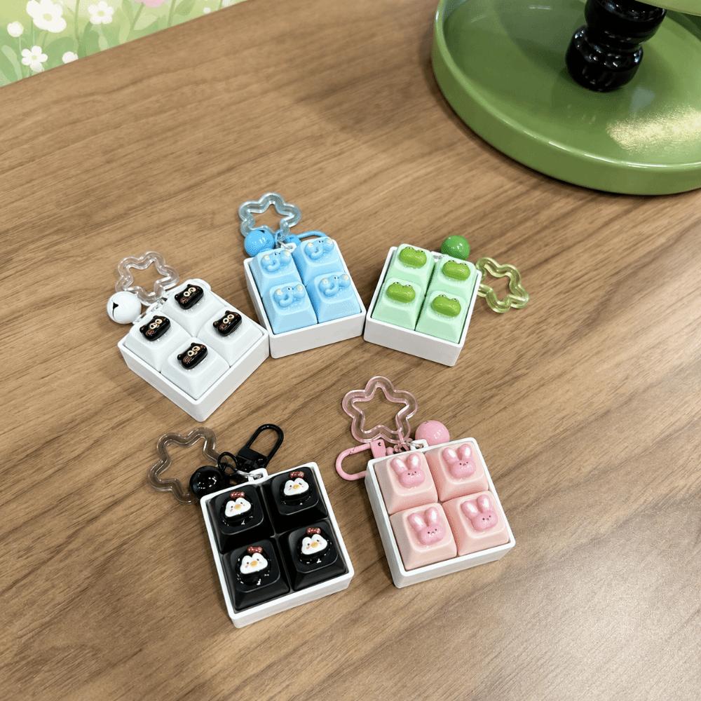 Compact Size Stress Relief Keychain Clickable Buttons Interactive Keyboard Toy Students