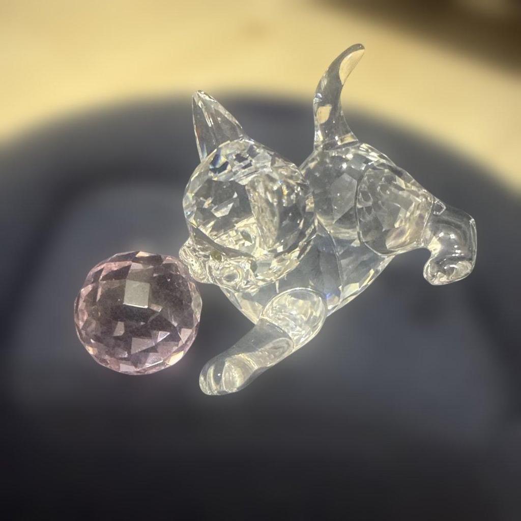 Used Swarovski Crystal Kitten Figurine Set of 2