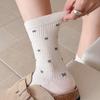 Осенне-зимние ретро носки до середины икры с бантом и микродавлением для женщин универсальны для верхней одежды и бесшовных махровых носков.
