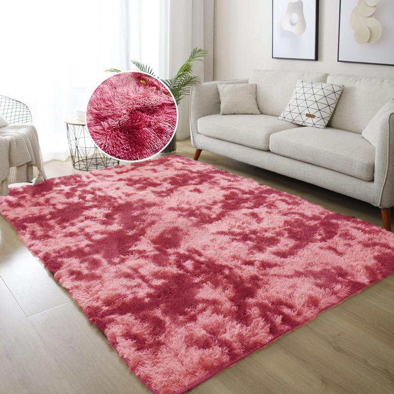 Красочный плюшевый ковер для спальни, градиентный мохнатый ковер, украшение для дома, милый радужный пушистый ковер, скандинавский стиль, напольный коврик для детской комнаты