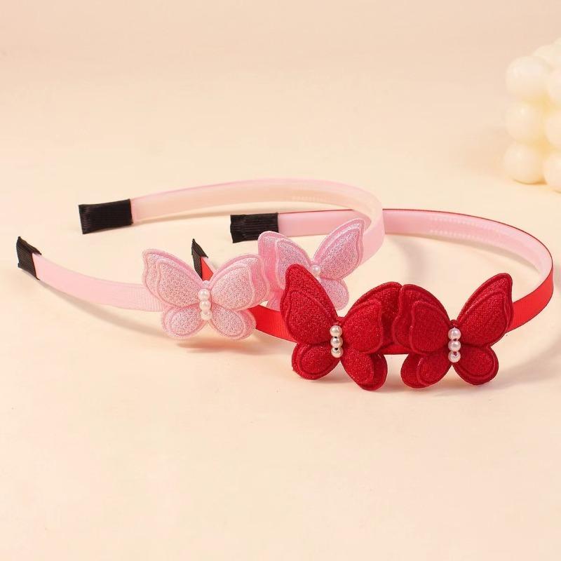 4Pcs Baby Kids Butterfly Hairband Simulated Pearl Children's Exquisite Hair Hoop Daily Hair Binding Lovely Girl Hair Accessories