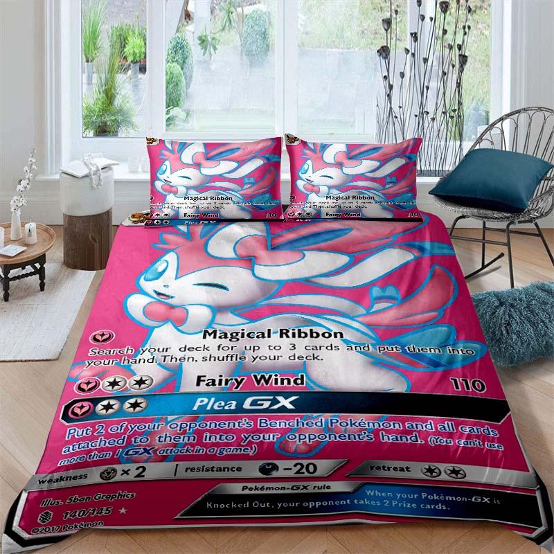 Pokémon Charizard Print 3-Piece Bedding Set — 10 Sizes Available — King-Size Pillowcases, Adult Bedspread, Bedroom Bedding Set
