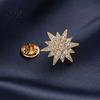 Lapel Pin 1/2Pcs Double-Layered Eight-Pointed Star with Rhinestones, Thickened Alloy Safety Buckle for Suits Shirts Wedding Formal Wear Decorative