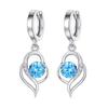 Privie Earrings Feminine South Korea Fashion Accessories Hoop Earrings Heart Navy Blue Zirconia Present Gift Christmas Anniversary Birthday Wedding