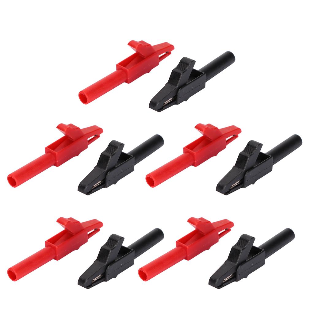 10pcs Car Battery Clip Red Black 15A Safety PA Insulated Electrical Cable Clamp for 4mm Banana Plug