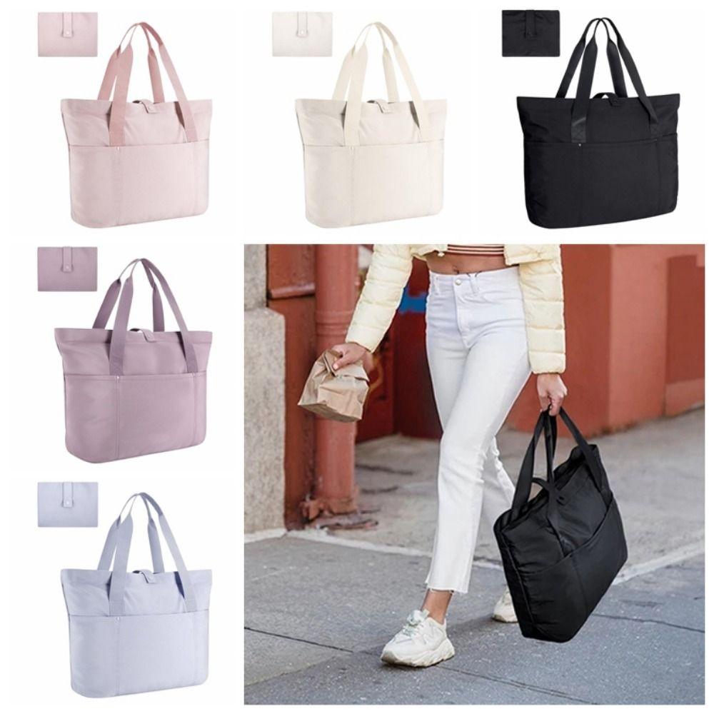 Portable Large Shoulder Bag Polyester Shoulder Handbag Hand-held Folding Shopping Bag For Travel