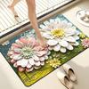 3D Floral Floor Mat Absorbent Diatomaceous Mud Rug Non-Slip Bathroom Entrance Carpet Quick Drying Mat for Living Room Kitchen