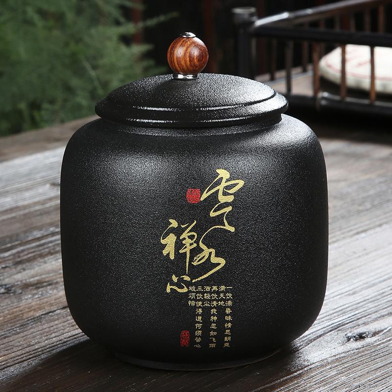 WSHYUFEI черная керамическая чайная банка, китайская фарфоровая керамическая банка, портативная герметичная банка для хранения, чайные коробки, резервуар для хранения конфет, специй