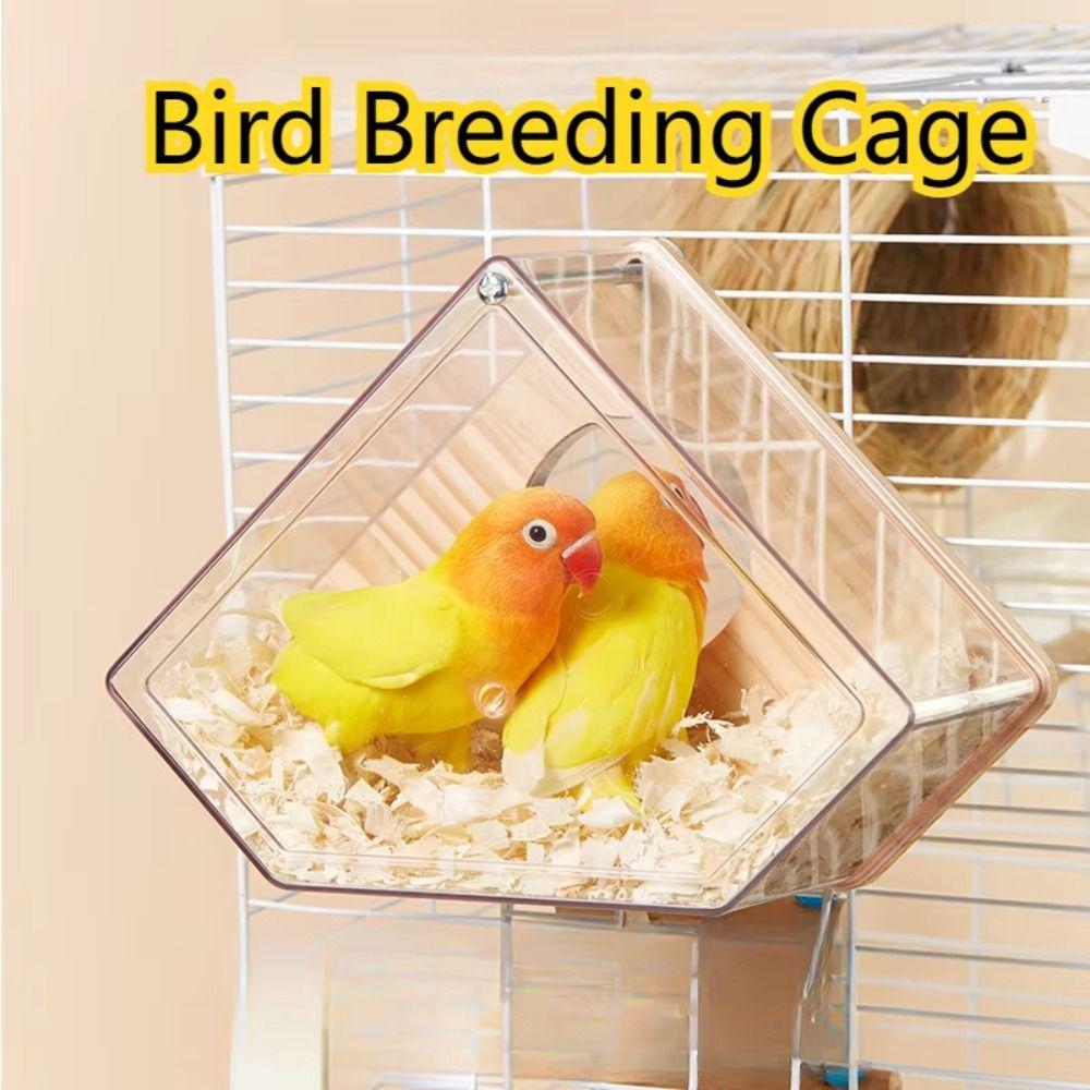 Visible Parakeet Nesting Box Transparent Bird Cage House Practical Wooden Bird's Nest Aviary