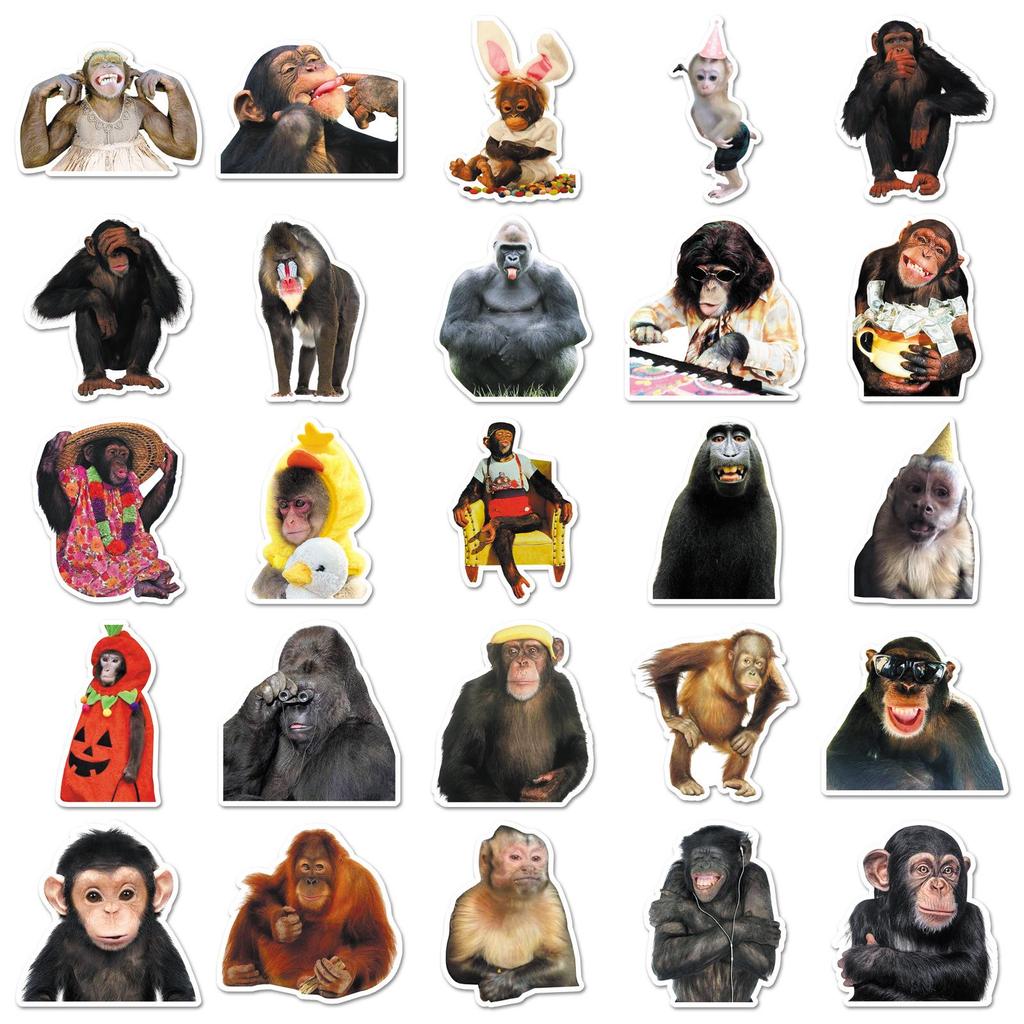 50 Crazy Monkey & Emoji Stickers - Creative Graffiti & Storage for Motorcycles