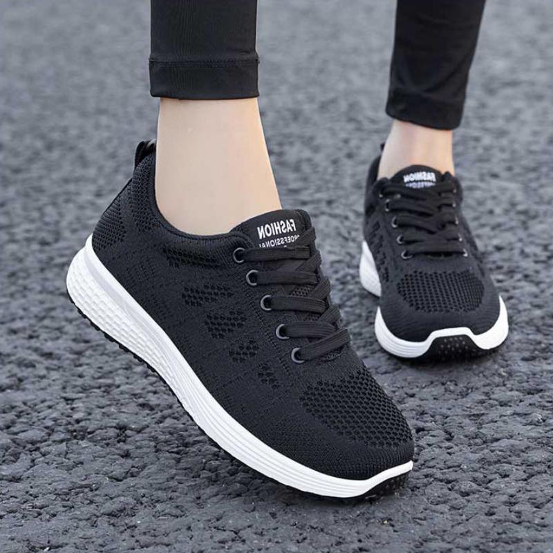 Sneakers for Women Breathable Fashion New Walking Plus Size Sneakers Women Mesh Fabric Lace Up Female Footwear Ladies Shoes