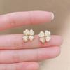 1 Pair Fashion Elegant Luxurious Four Leaf Clover Opal Stud Earrings for Women Jewelry Party Accessries Gifts