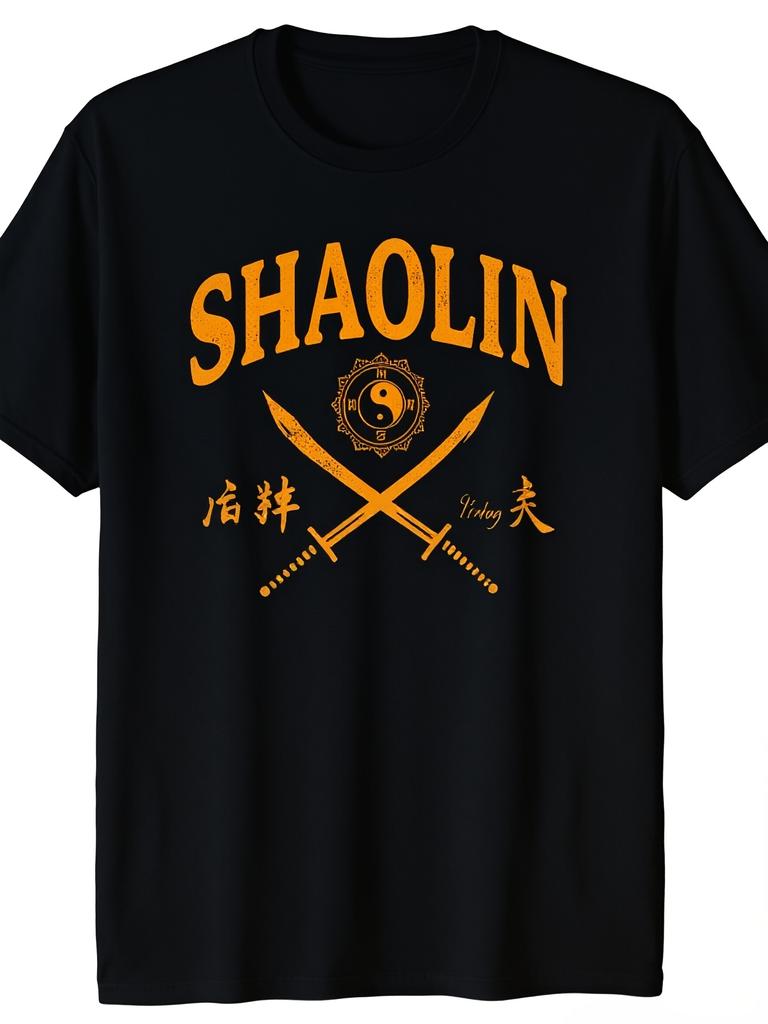 1pc Shaolin Kung Fu Martial Arts Broadsword Funny Crew Neck with Stylish Print Casual Comfortable Travel Clothing for Fashion Enthusiasts Ideal for Su