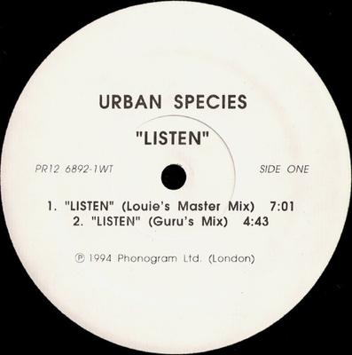 12-дюймовая пластинка URBAN SPECIES - Listen PR1268921WT FFRR 1994 США Танцевальная и электронная Б/У