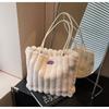 New Sweet Plush Tote Bag for Women, Large Capacity Fashion Handbag, Cute Furry Shoulder Bag for Daily Commute and Shopping KTB