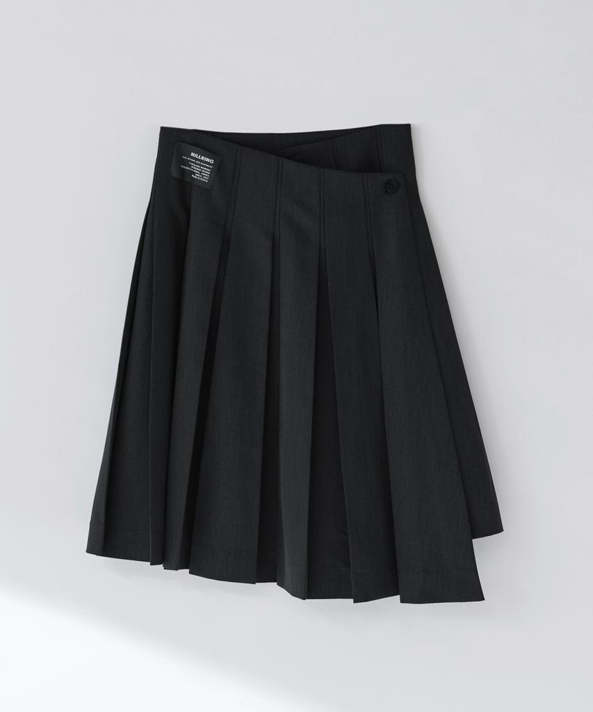 Nilring S05.00 Unbalanced Wrap Pleated Mid Skirt