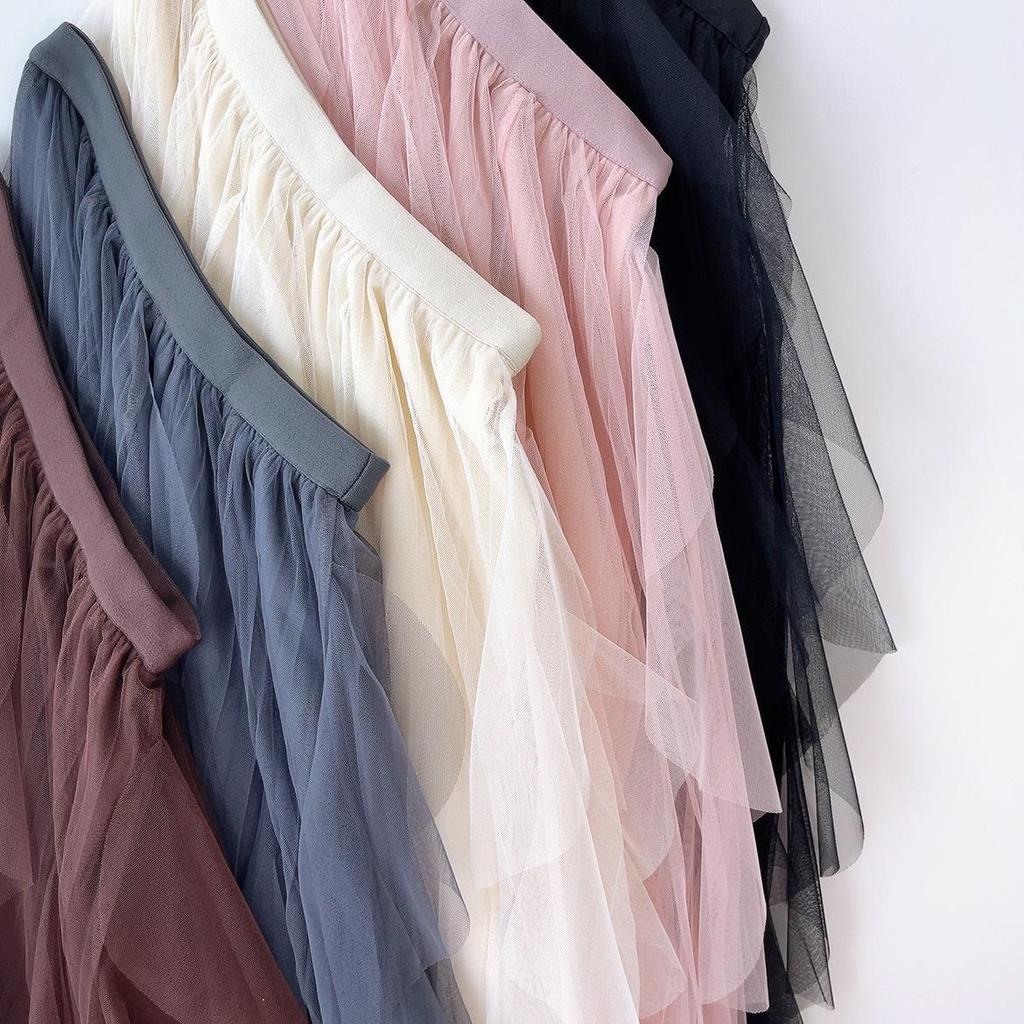 2023 Women's Irregular A-Line Pleated Gauze Skirt with Tassels