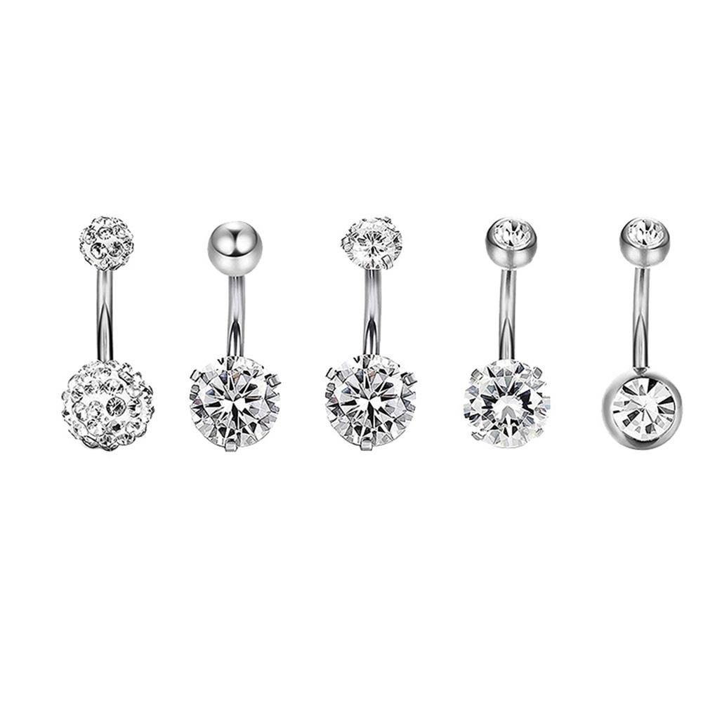 5PCS Women Navel Ring Stainless Steel Belly Button Rings Body Piercing Jewelry Gift