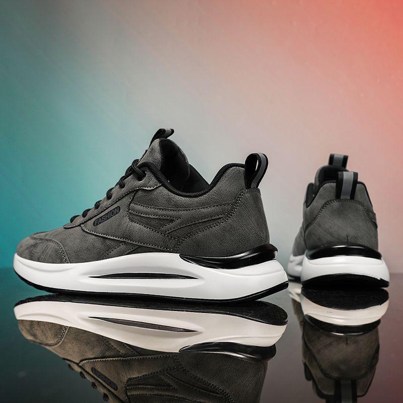 Fashion Trend Niche Hundred Casual Men's Board Shoes Leather Breathable Running Fitness Shock-absorbing Lightweight Wear Sports Shoes