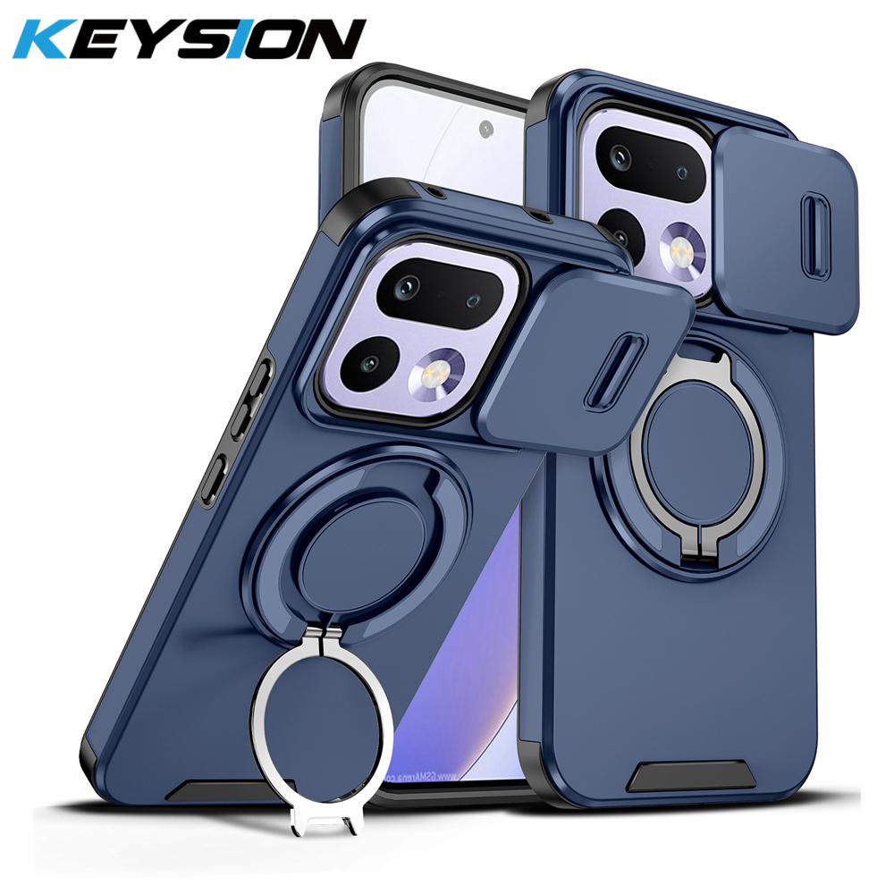 KEYSION Чехол для телефона OPPO Realme 16 Pro 5G 16 Pro+ с кольцом-подставкой 360°, с защитой камеры-слайдера, магнитный, противоударный