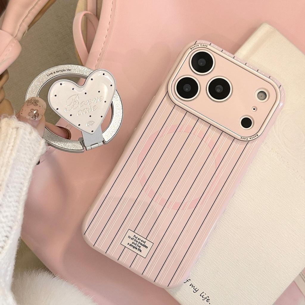 Креативный чехол-подставка в полоску в форме сердца для iPhone 16, iPhone 17, iPhone 17 Pro Max