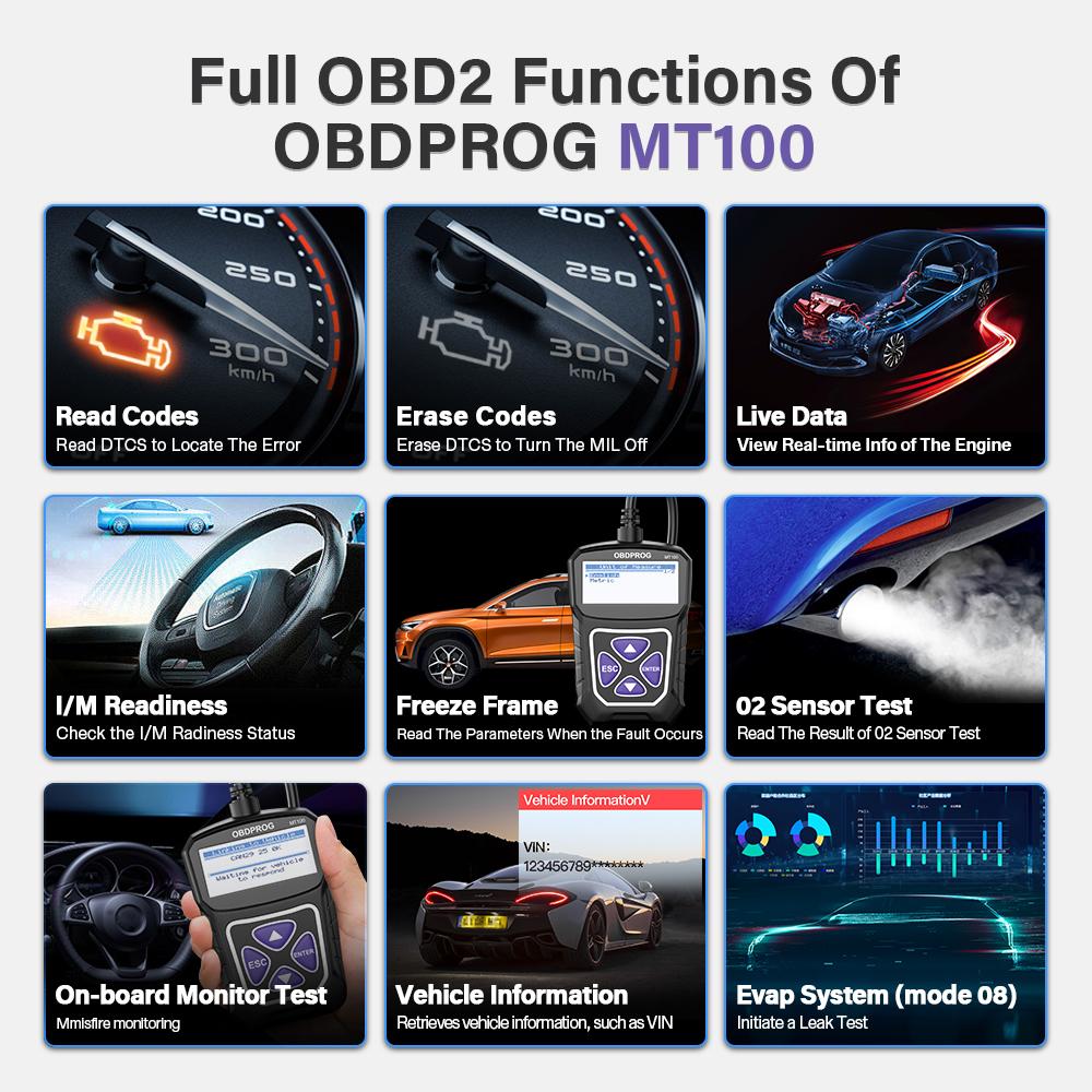 OBDPROG MT100 OBD2 сканер проверить считыватель кода двигателя стереть коды неисправностей с помощью многоязычного русского автомобиля диагностический инструмент