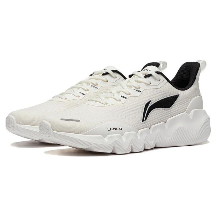 Li-Ning Dynamic Non-Slip Breathable Shock Absorbing Low-Top Running Shoes Men Sneakers White Black ARST045-3