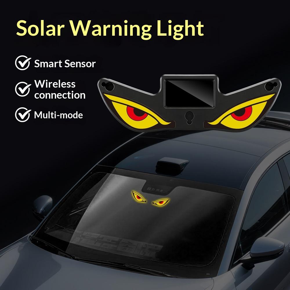 Upgrade Car Solar Energy Warning Light Devil Eyes USB Dual-Use LED Car Light Universal Rechargeable Color Changing Warning Light