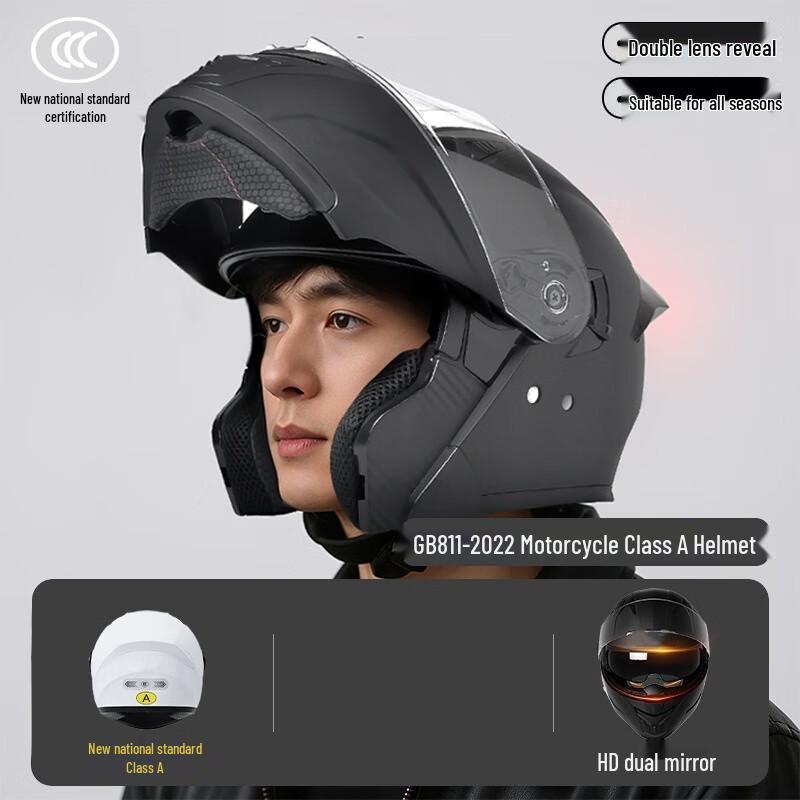 Zebian Full Face Motorcycle Helmet with LED Taillight