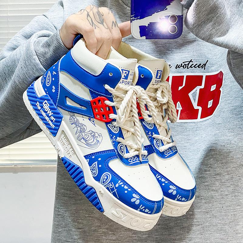 Мужская новая обувь Мужская обувь для скейтборда Средние и высокие кроссовки Спортивная повседневная обувь Модная плоская повседневная баскетбольная обувь