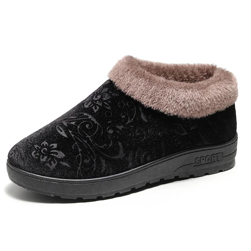 Зимние ботинки Женская обувь Теплые Снежные ботинки Меховые Мех Бархат Хлопковая ткань Уютные Ботильоны до щиколотки Нескользящие Женские ботинки Ботинки для пожилых