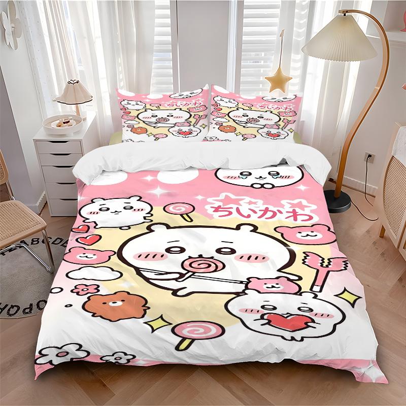 Cute Bear Lollipop Theme Print 3Pcs Bedding Setduvet Cover With 2 Bedropillowcase Home Birthday Gift
