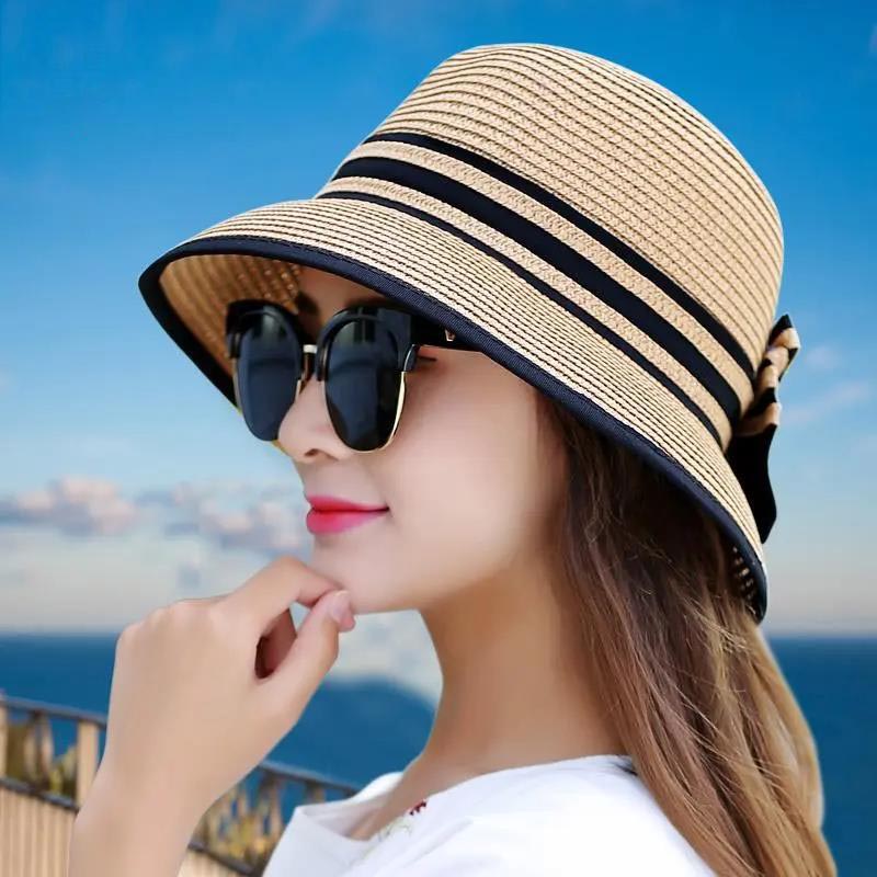 Sun Hat Women Summer Sunshade Sun Hat Beach Hat Bow Cool Hat Casual Fisherman Hat