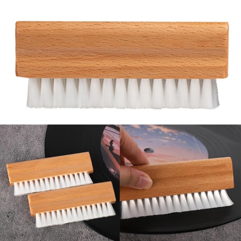 Antistatic Soft Velvets Vinyls Record Cleaner Brush With Beechwood Handle for Audiophiles