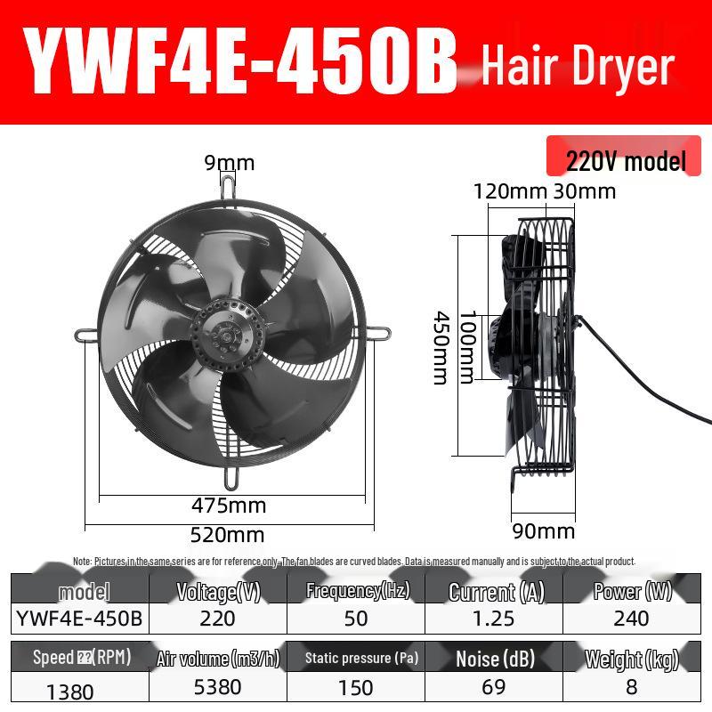 Осевой вентилятор с внешним ротором YWF4E: 220В Воздушный компрессор/Конденсаторное охлаждение, 380В Вытяжка для холодильной камеры.