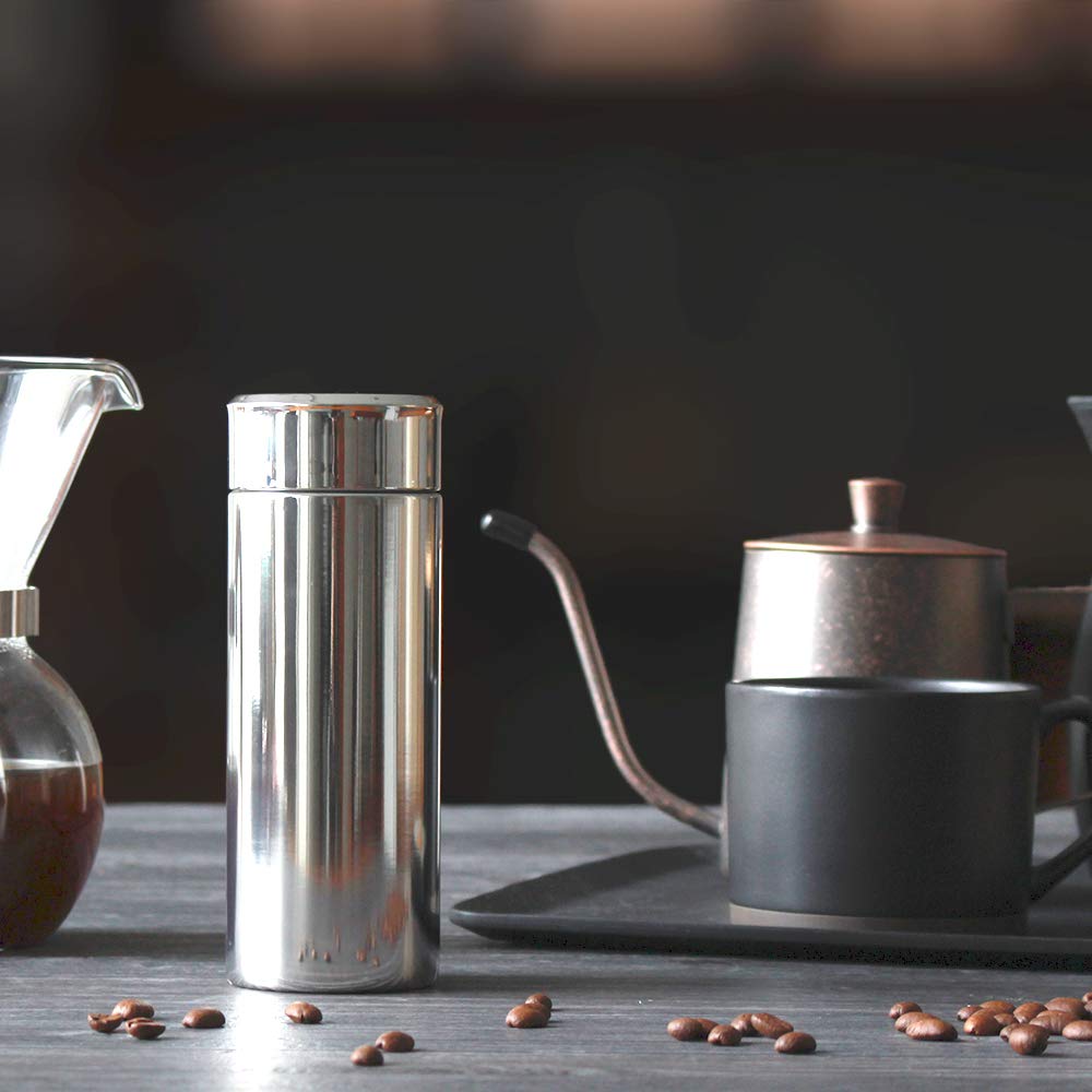 Мини Водяной Вакуум из Нержавеющей Стали Сохраняет Напитки Горячими или Серебристая Бутылка, Маленькая, Блестящая, Изолированная, Легкая, 270мл, Сталь, Холодная, Компактная,