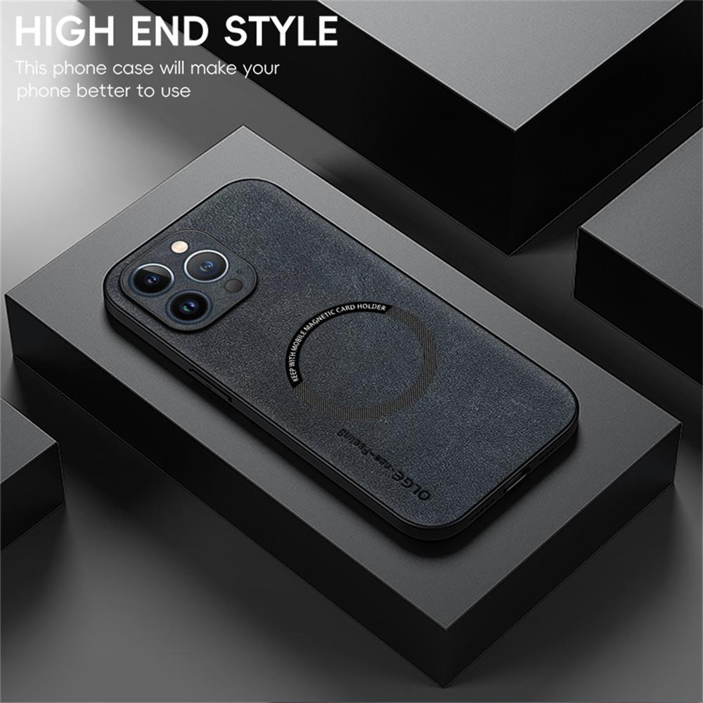 For iPhone 13 Pro Max Magnetic Case with Tempered Glass Film PU Leather+TPU Phone Cover Precise Cutouts