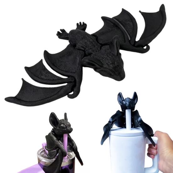 Halloween Bat Tumbler Straw Cover Reusable Dust-proof No Spill 3D Printed Bat 10/12MM Tumbler Straw Tip Topper Protector Cap Tumbler Accessories