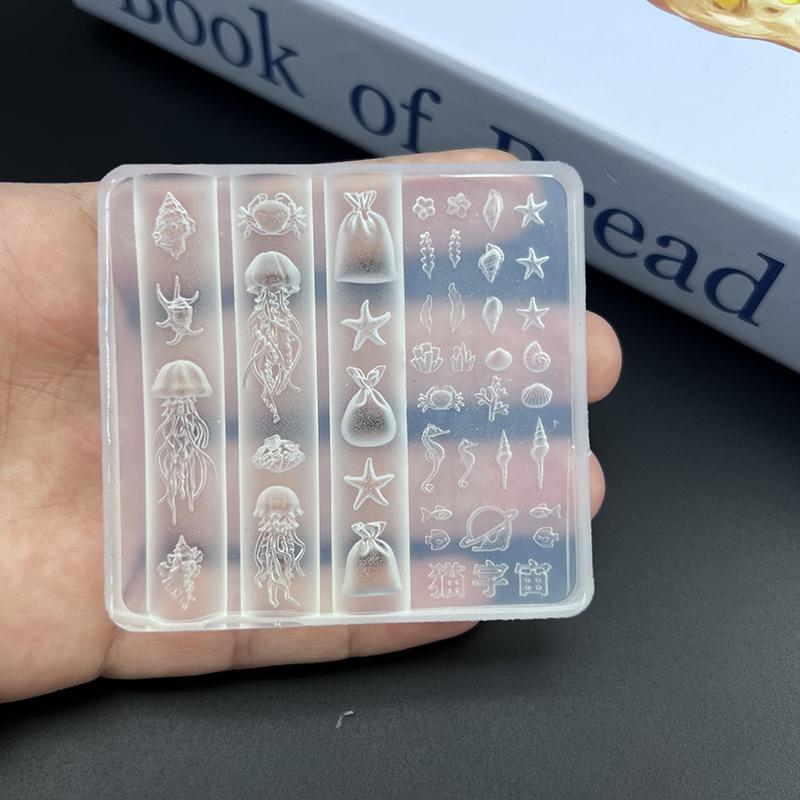 Нейл-арт Мягкий силиконовый молд Медуза Рыбий хвост Молды 3D Силиконовый резной Океанский стиль Шаблон для дизайна ногтей DIY Аксессуары для ногтей