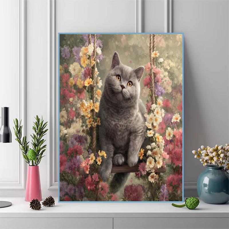 British Shorthair cat Pattern 3pcs 100% Round Full Drill 5D DIY Diamond Painting Embroidery Cross Stitch Rhinestone Décor