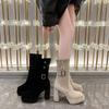 Женские ботильоны с квадратным носком и толстым каблуком, модные ботинки, новые водонепроницаемые ботильоны на супервысоком каблуке 11 см
