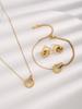 Stainless Steel 18K Gold Plated Interlocking Circles Infinity Style Roman Numbers Collar Necklace Bracelet Earring Jewelry Set