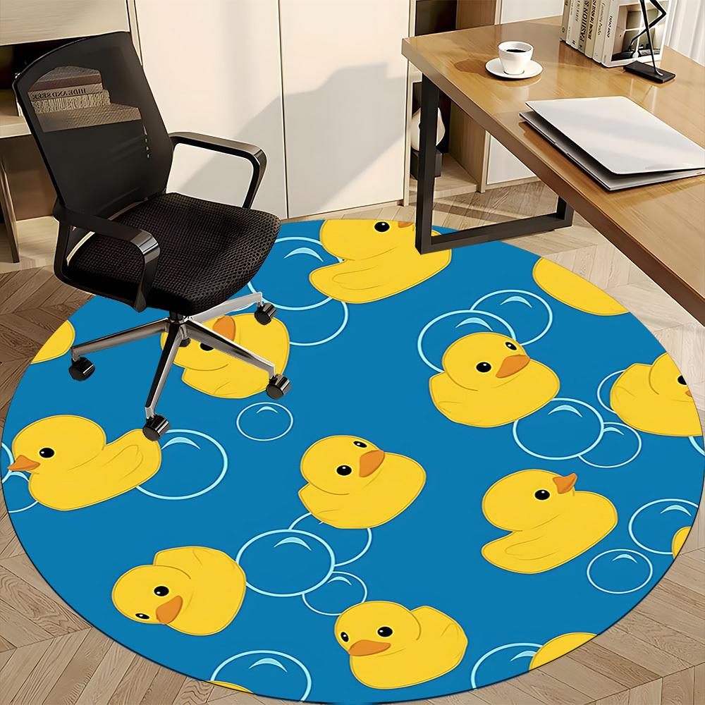 1 шт. Желтая Утка Пузыри Офисный Круглый Ковер, Коврик Подходит Для Офиса, Под Офисные Стулья Спальни Гостиной Домашнего Декора, Декор Комнаты