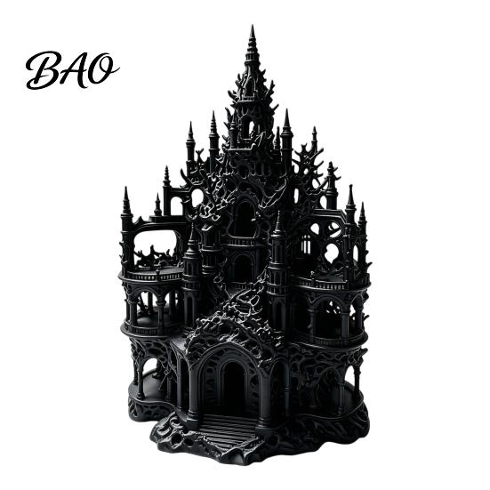 Freshwater Tank Decor Gothic Castle Aquarium Hideout, 3D Printed Betta Hide Cave, Fish Resin Free Landscaping Ornament, Decorative Coral Shelter