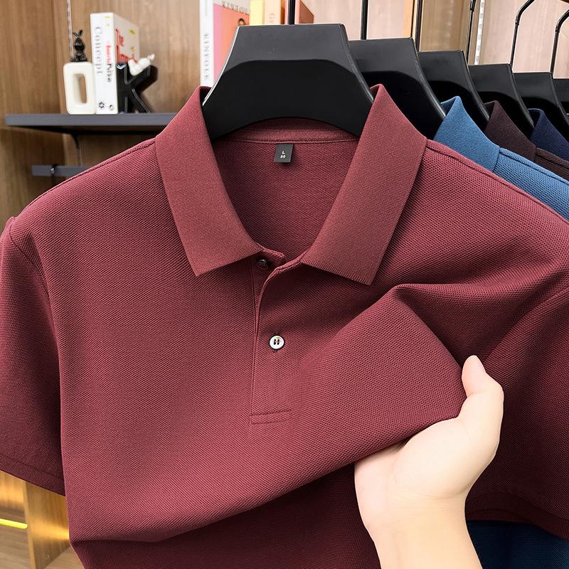 Мужская летняя хлопковая рубашка-поло, дышащий воротник, стиль Business Casual, стиль "Папа", короткий рукав