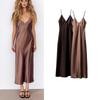 Spring New Women Clothes V-neck Sling Underwear Silk Satin Texture Midi Long Dress 3067374