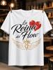 La Reina Del Flow Rf Elegant Script Glitter Red Heart And Gold Winged Rf Retro Casual Style Unisex All Tshirt