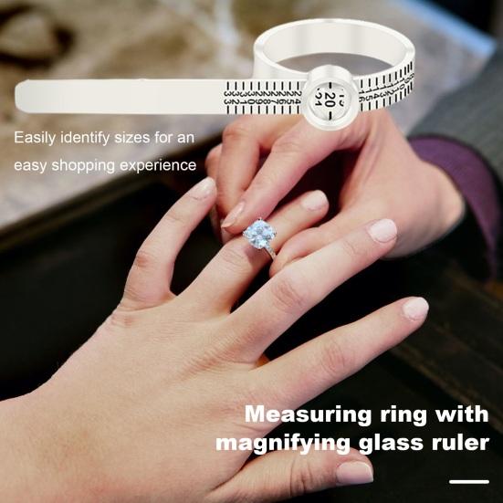 Удобный инструмент для измерения размера кольца с увеличительным стеклом и четкой шкалой размеров