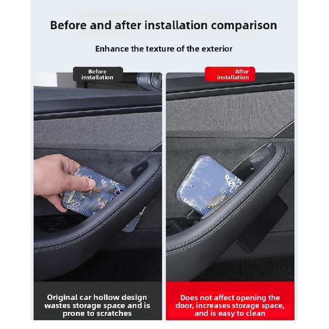 Car Door Handle Filler Storage Box Inner Handle Organizer Tidying Tray For Tesla Refreshed Model Y Juniper 2025 2026 Accessories