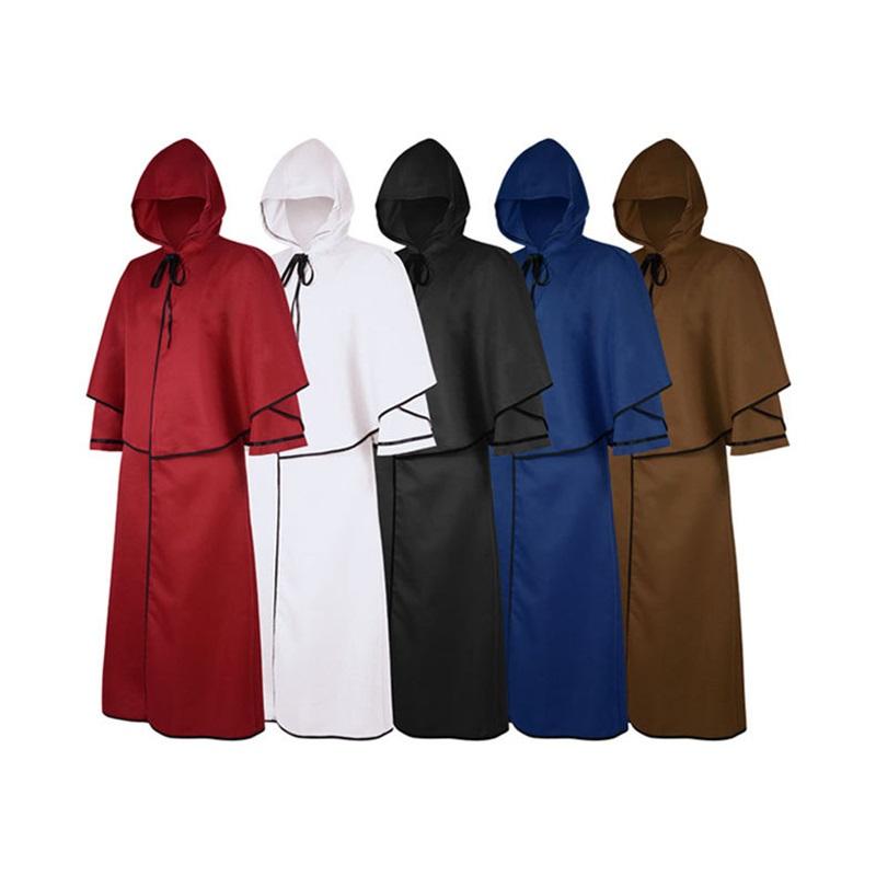 Halloween Medieval Hooded Cloak Vintage Wizard Robe Wizard Death Cloak Cosplay